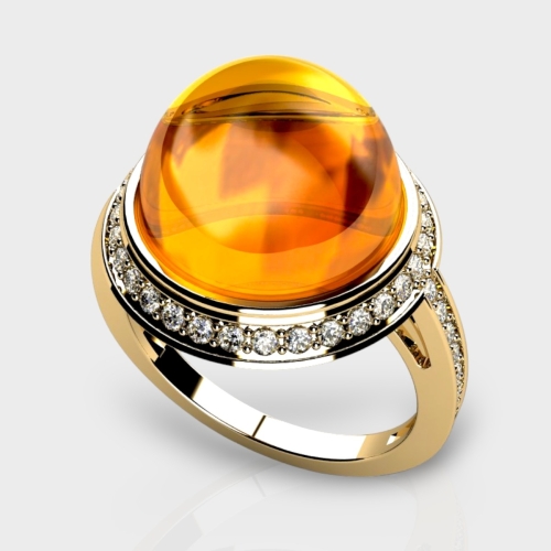 Nova 14K Gold Lab Grown Diamond Citrine Ring