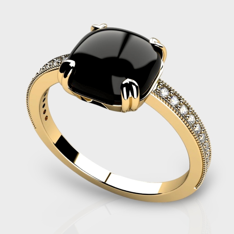 Sophie 14K Gold Lab Grown Diamond Black Onyx Ring