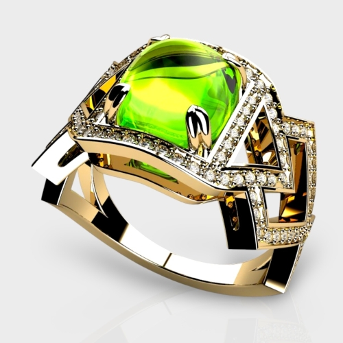 Alice 14K Gold Lab Grown Diamond Peridot Ring
