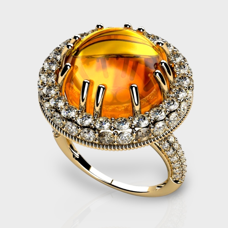 Everly 14K Gold Lab Grown Diamond Citrine Ring