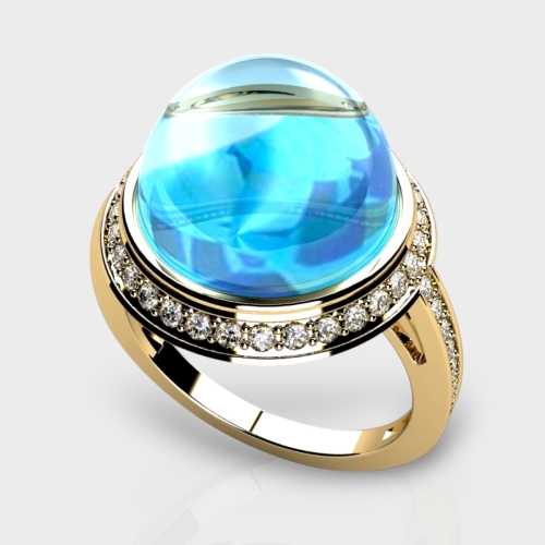 Nova 14K Gold Lab Grown Diamond Blue Topaz Ring