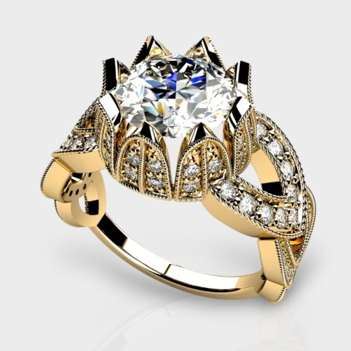 Lotus 14K Gold 2.55 Carat Lab Grown Diamond Ring